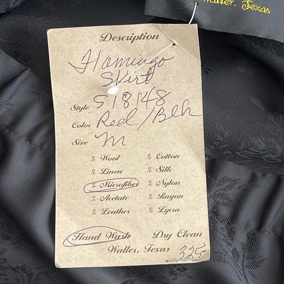 Pat Dahnke Tiered Black Floral Midi Western Skirt M Ruffle Red Trim $325 - Picture 9 of 11